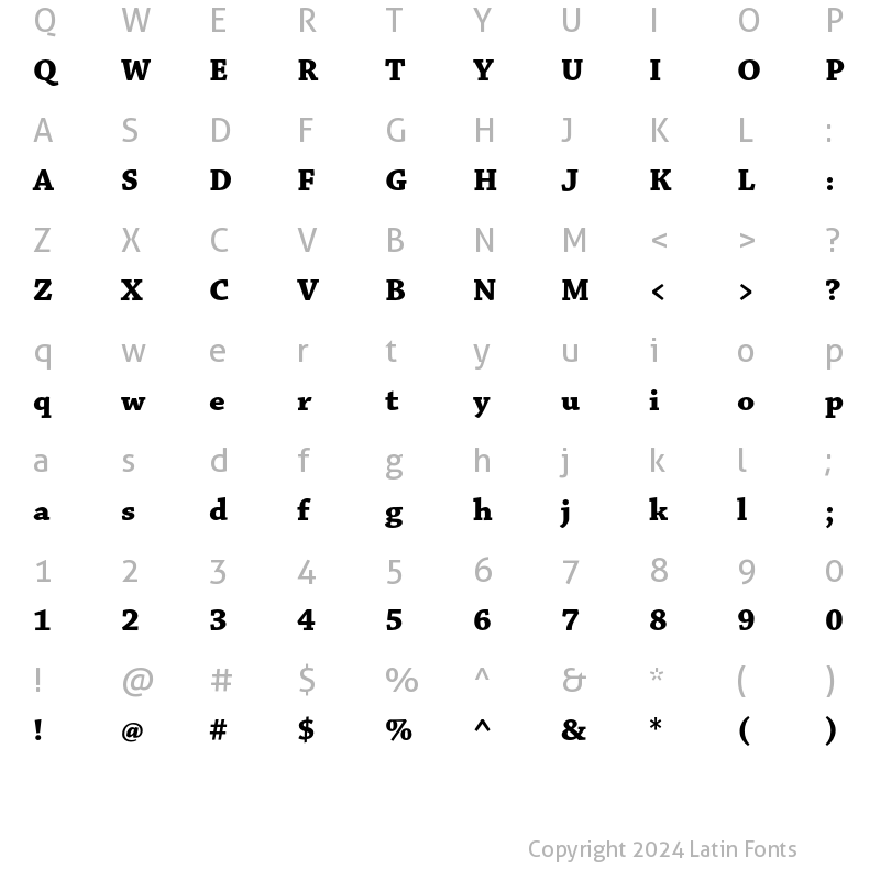 Character Map of Chaparral Pro Bold