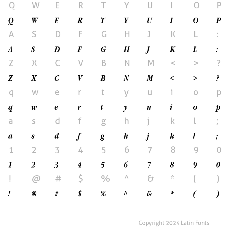 Character Map of Classic Russian Bold Italic