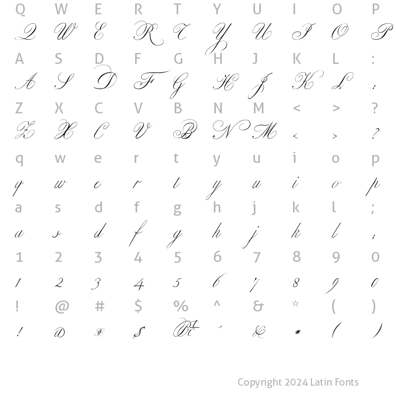 Character Map of Classica One Regular