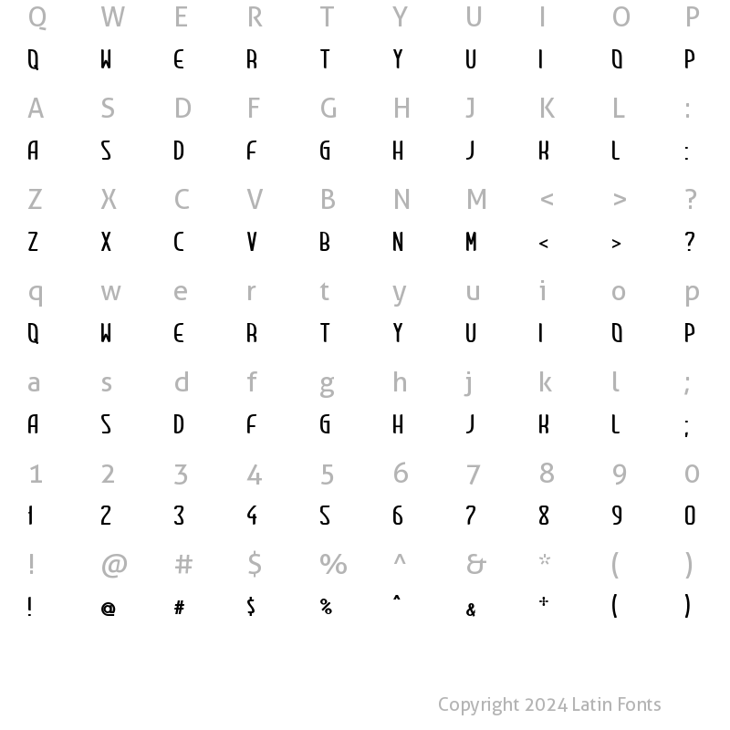 Character Map of Clip Condensed Regular