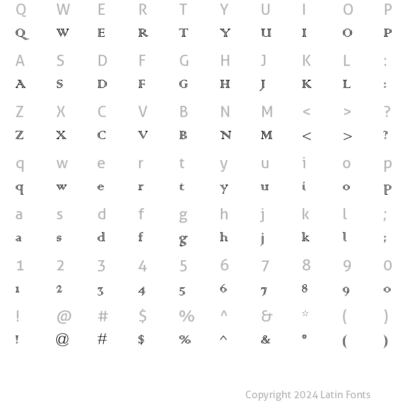 Character Map of Colonna MT Regular