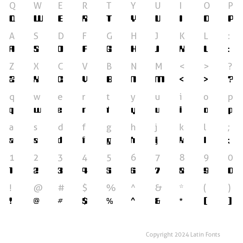 Character Map of Countdown Regular