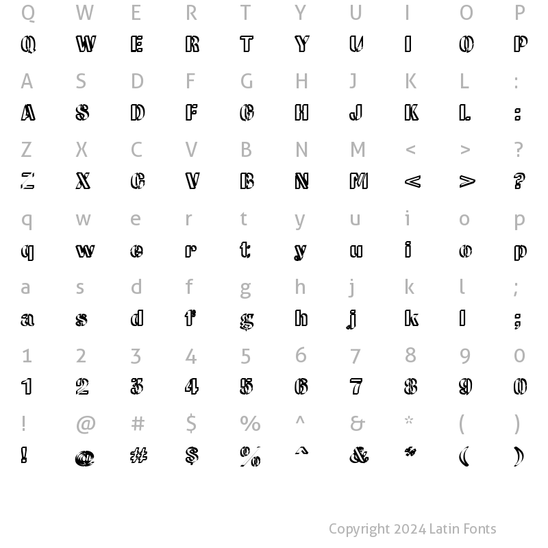 Character Map of CW Roundwrite Normal Normal