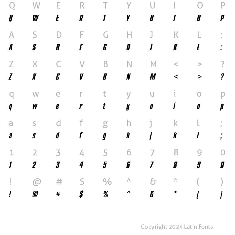 Character Map of DaggerC Regular