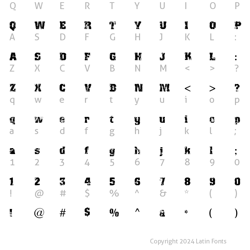 Character Map of Distress Regular