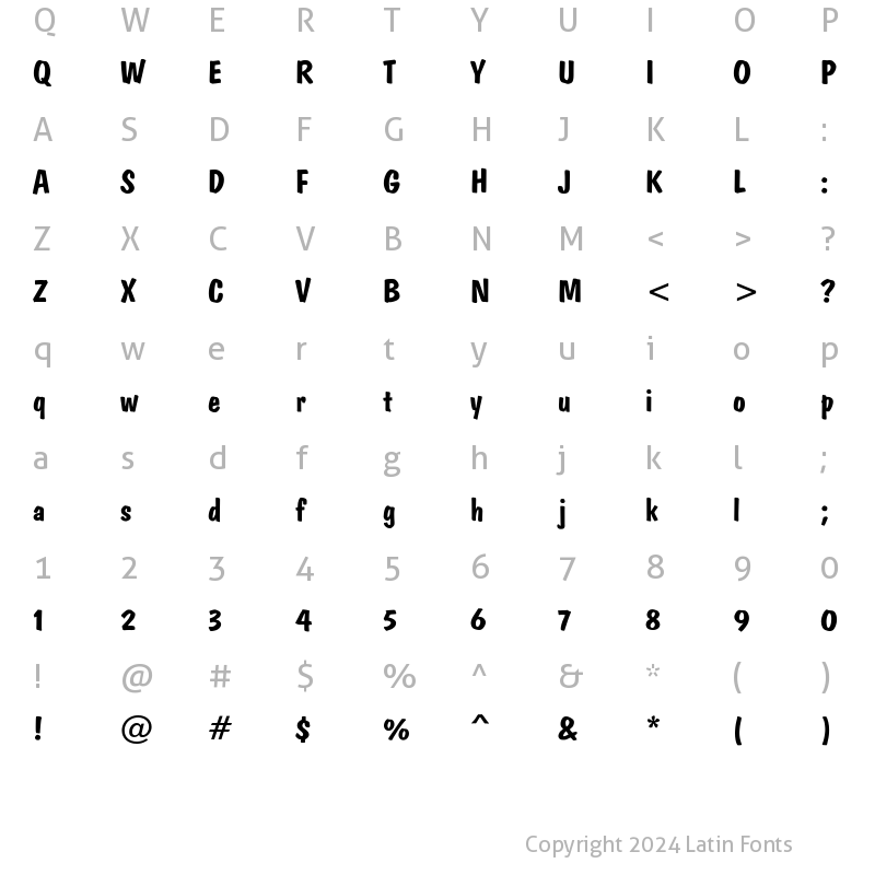 Character Map of Domkrat Bold