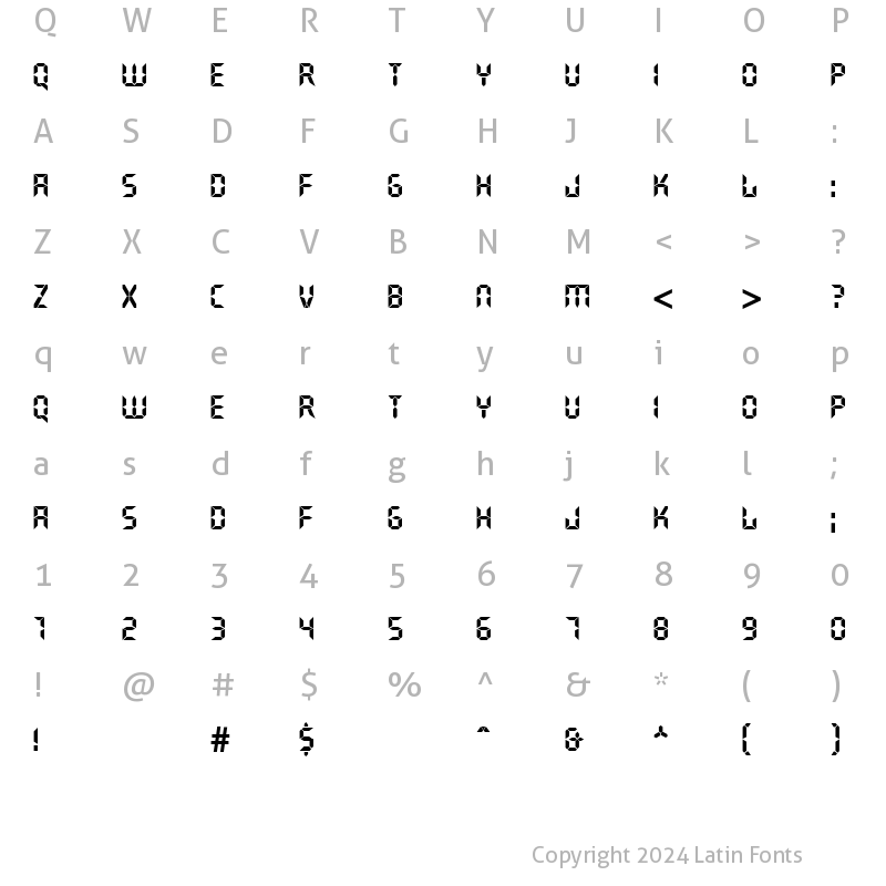 Character Map of DS Crystal Regular