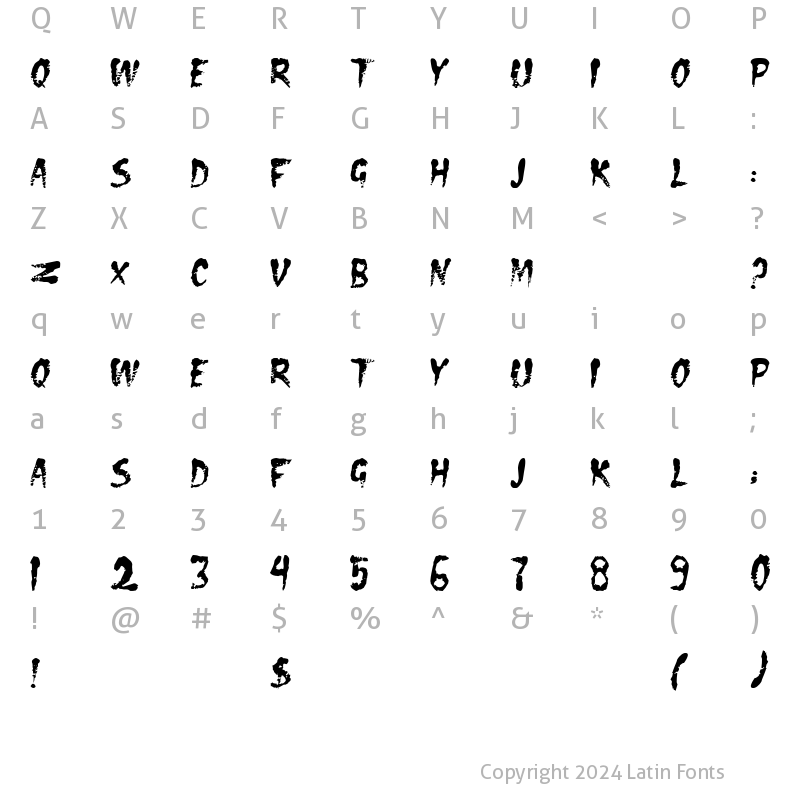 Character Map of DS Eraser2 Regular