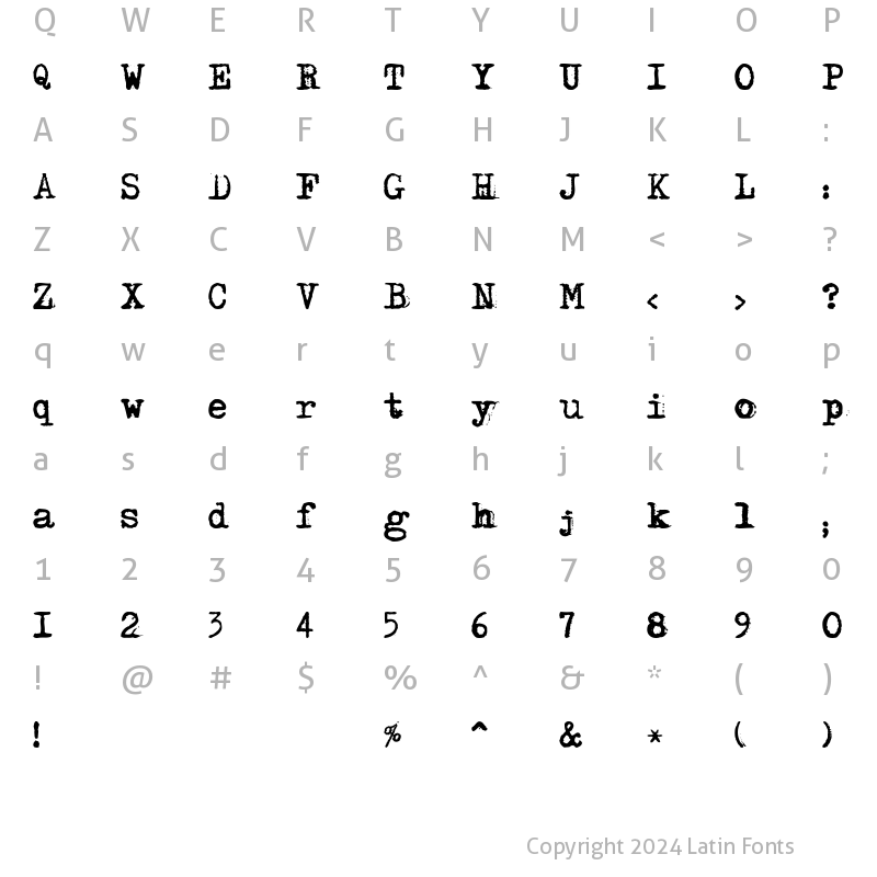 Character Map of DS Moster Regular