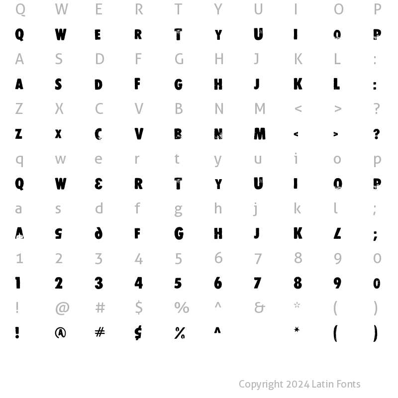 Character Map of DS Stamper Regular