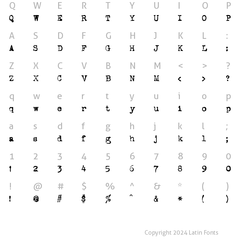 Character Map of DS VTCorona Cyr Regular