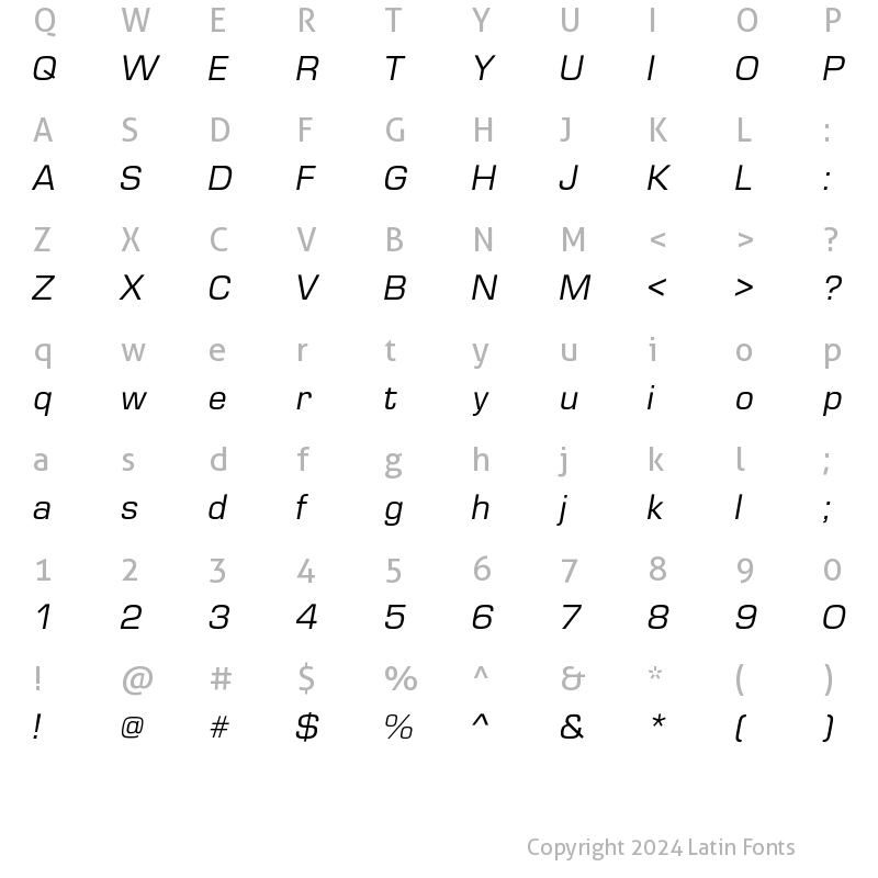 Character Map of Europe Italic