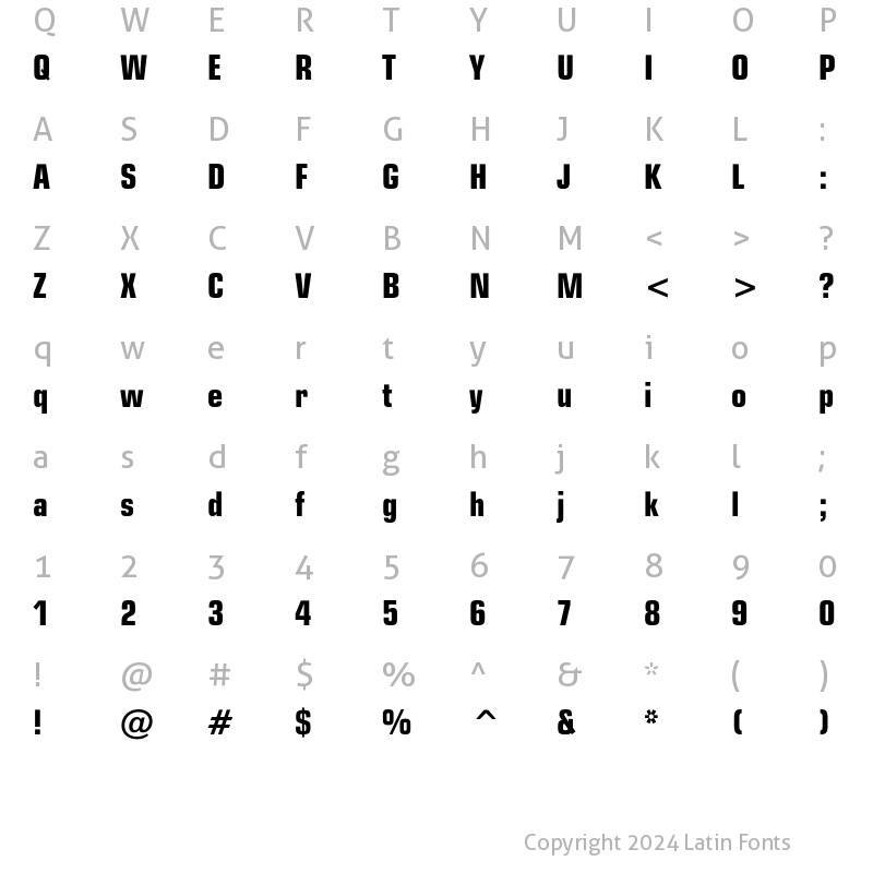 Character Map of EuropeCond Bold