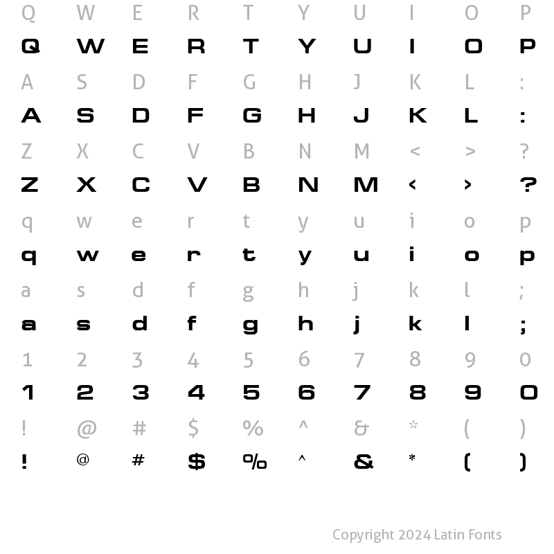 Character Map of EuropeExt Bold