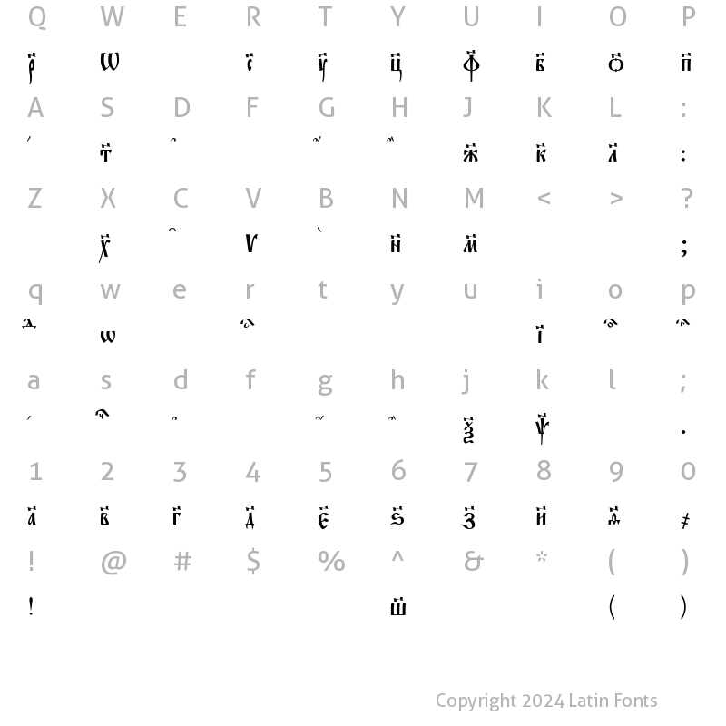 Character Map of EvangelieTT Regular