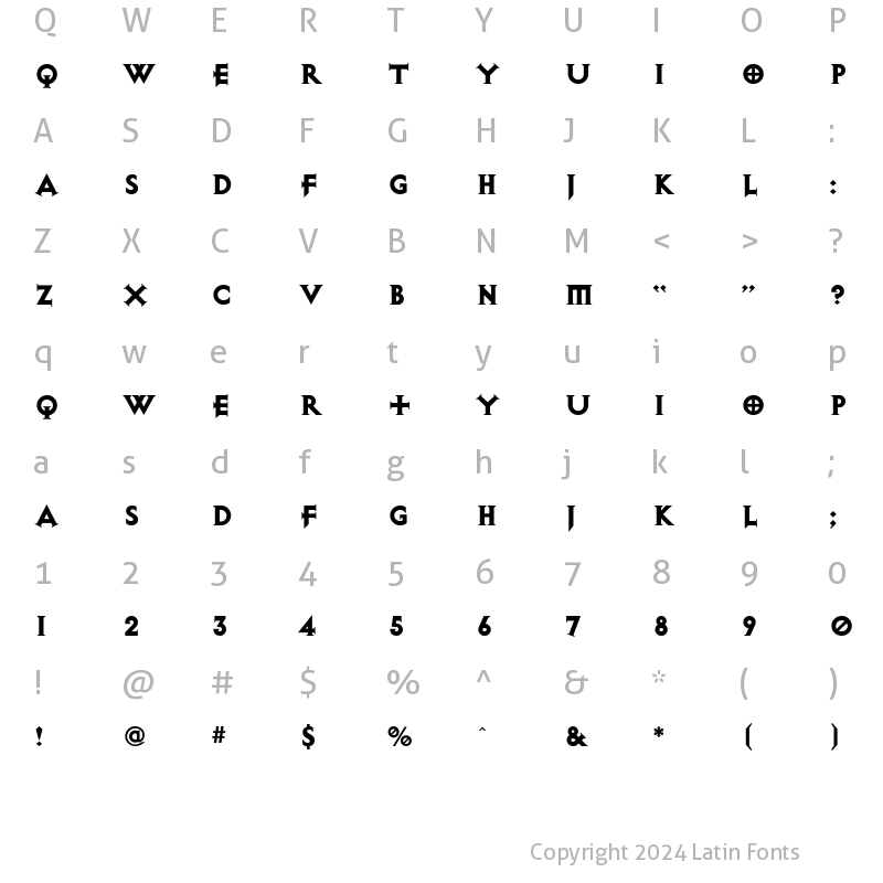 Character Map of Exocet Heavy