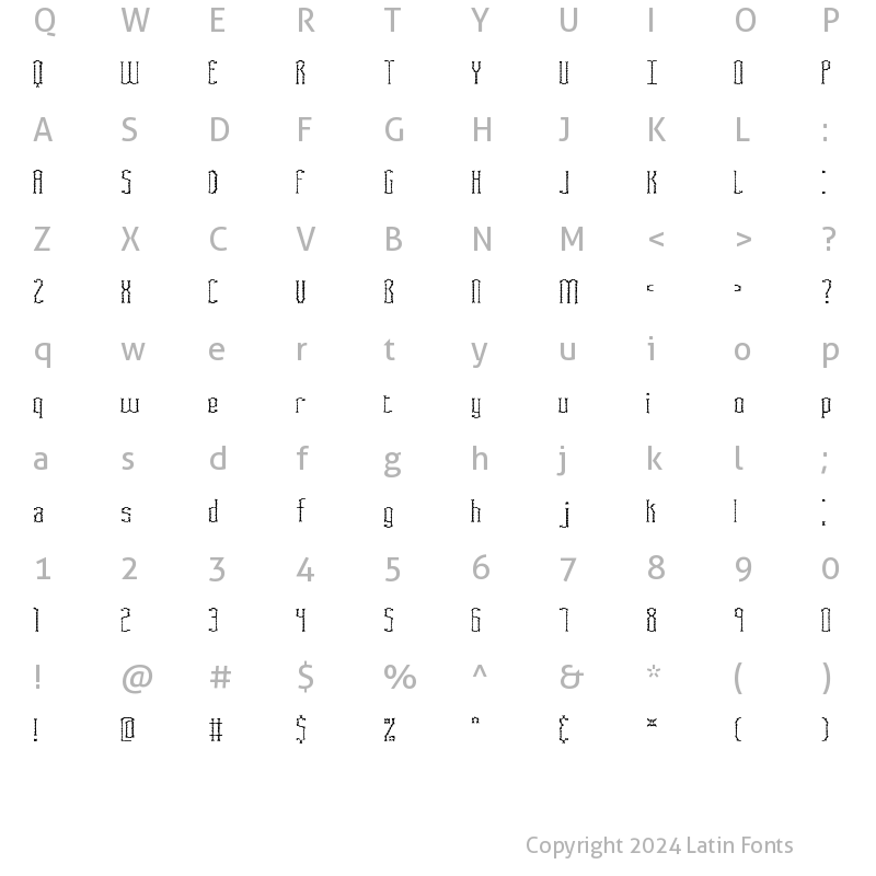 Character Map of Fascii Scraggly BRK Regular