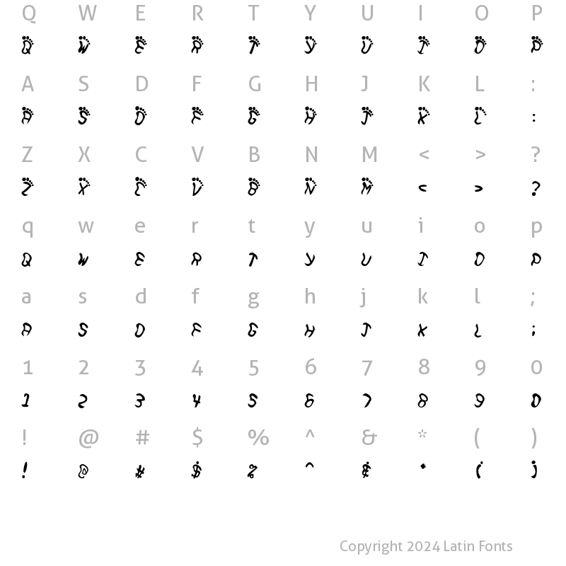 Character Map of Feetish Regular