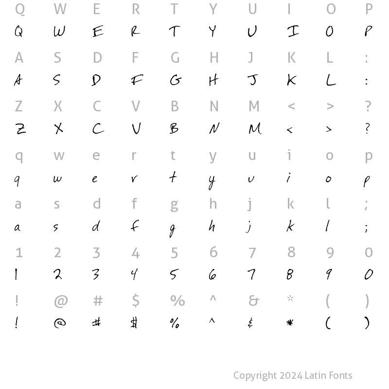 Character Map of festus Regular