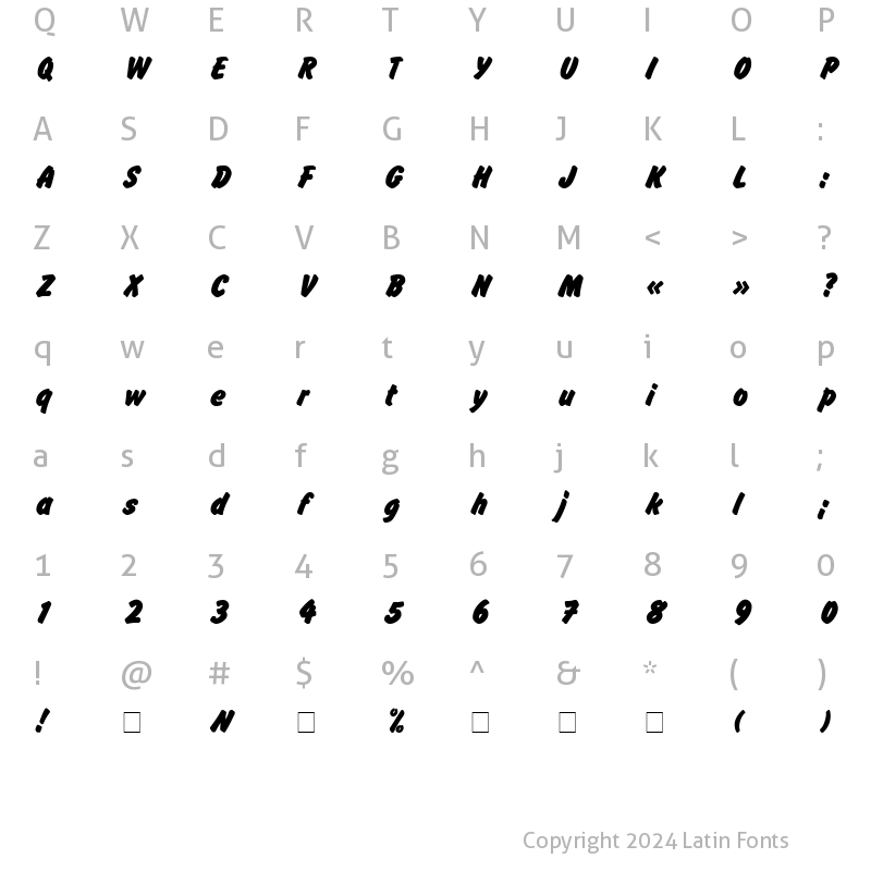 Character Map of Flash Bold