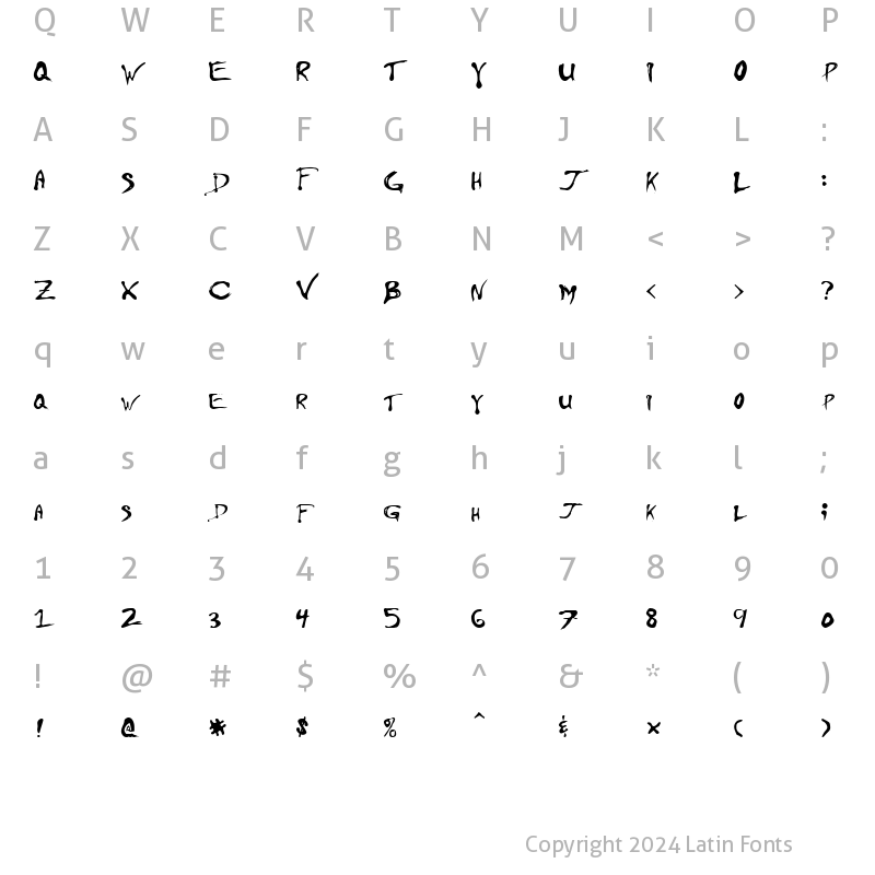 Character Map of FloydianCyr Regular