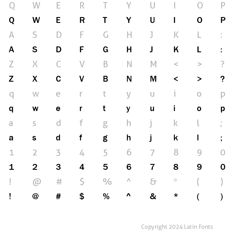 Character Map of Franklin Gothic Medium Regular