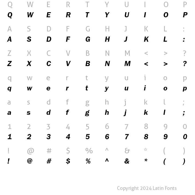 Character Map of FranklinGothicDemiC Italic