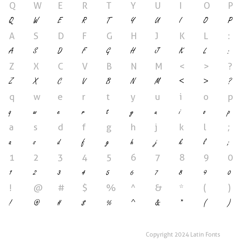 Character Map of Freestyle Script Regular