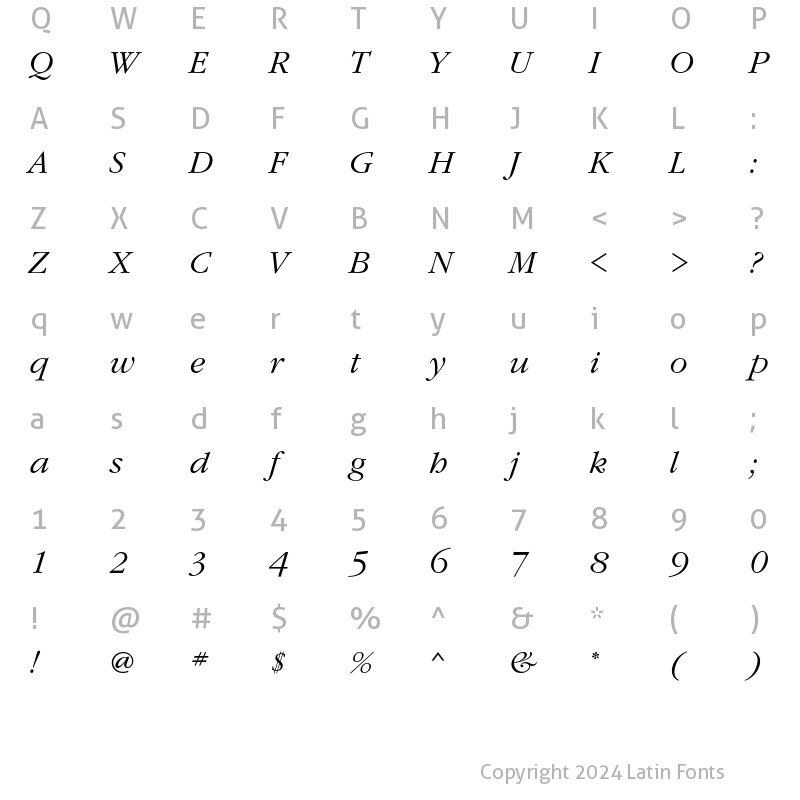 Character Map of GaramondC Italic