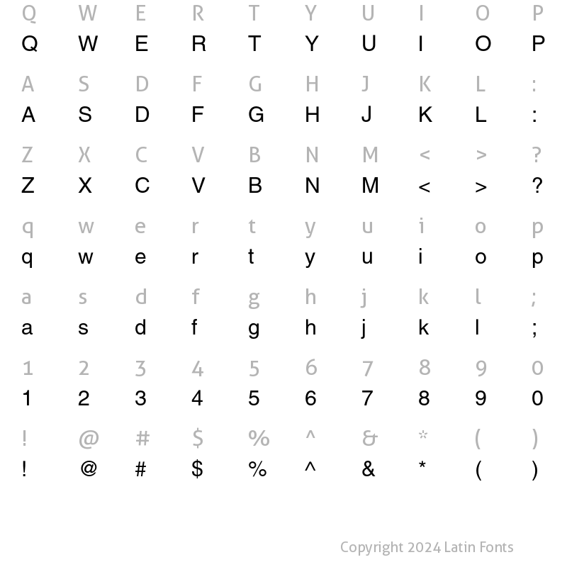 Character Map of Helios Regular