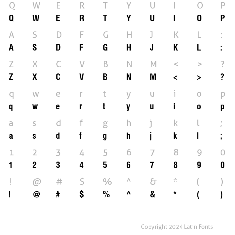 Character Map of HeliosCond Bold