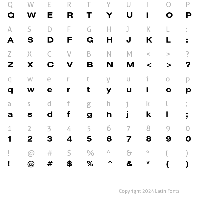 Character Map of HeliosExt Bold