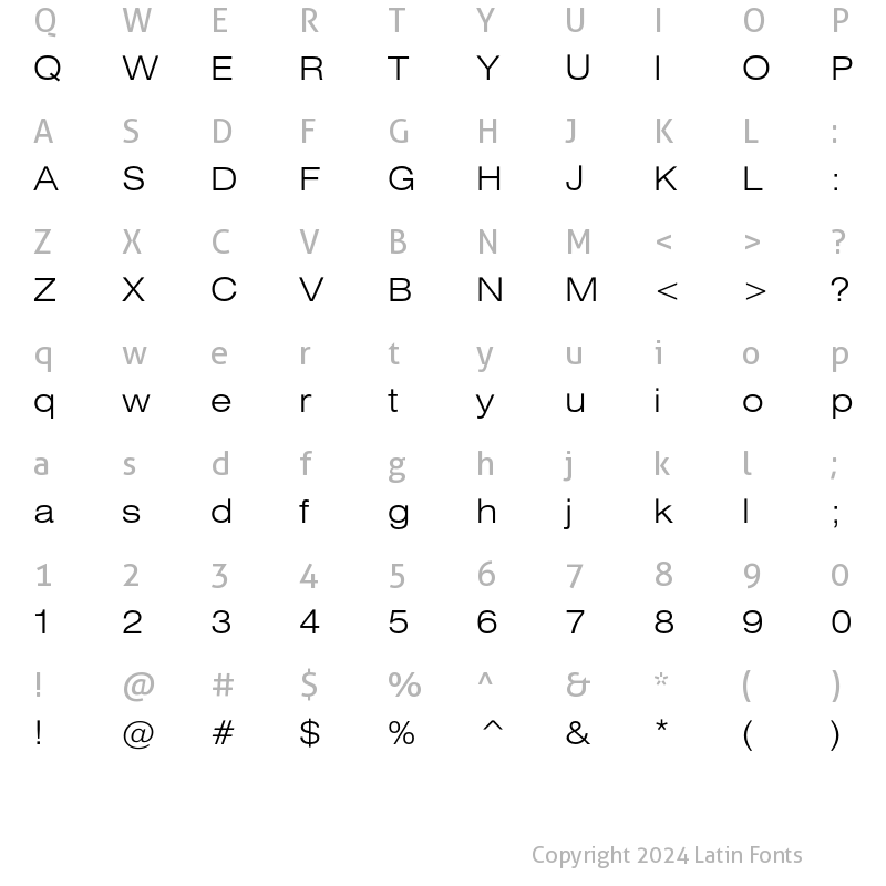 Character Map of HeliosExtLight Regular