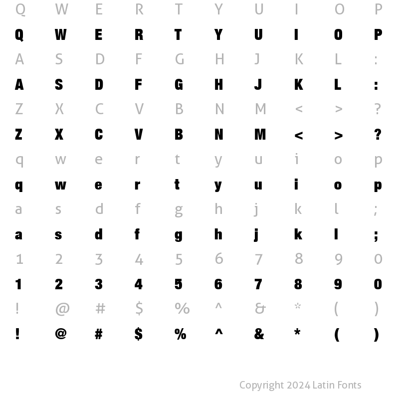 Character Map of HelveticaNeue LT 107 XBlkCn Regular