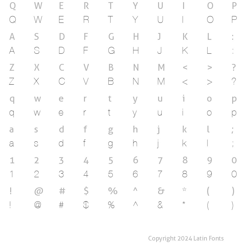 Character Map of HelveticaNeue LT 25 UltLight Regular