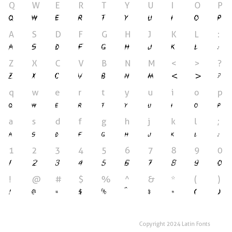 Character Map of Jolt Regular