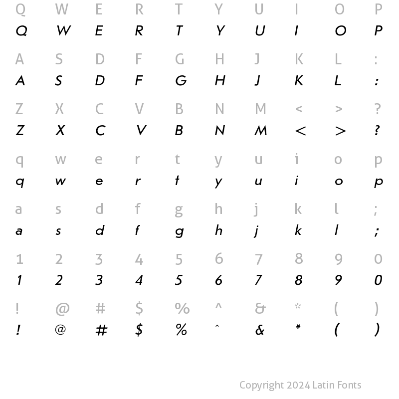 Character Map of JournalSansC Italic