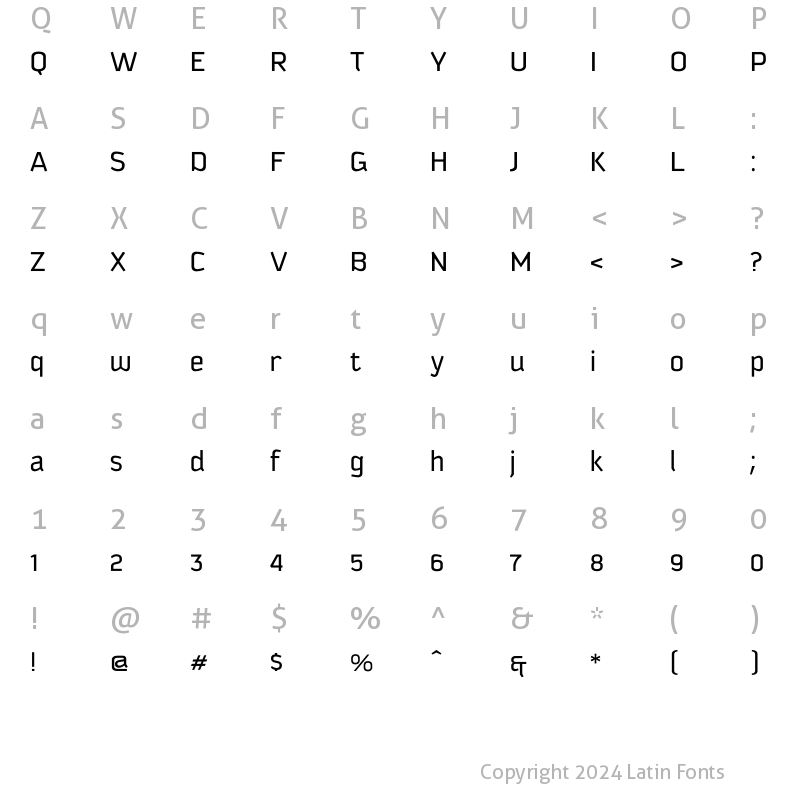 Character Map of Kautiva Pro Regular