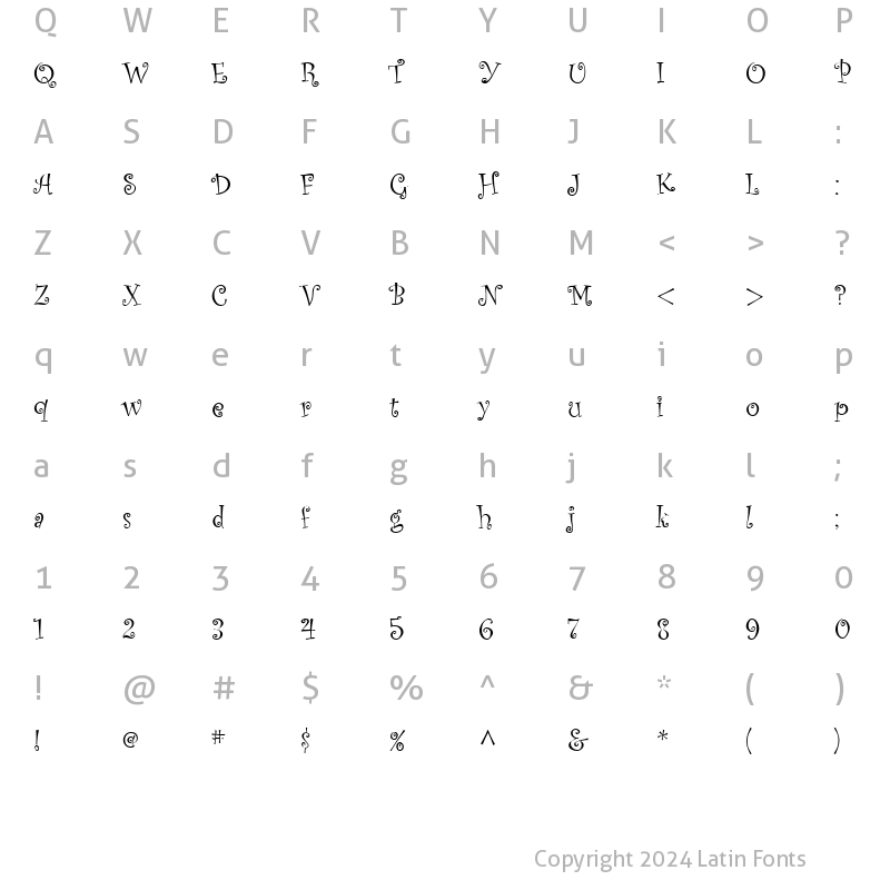 Character Map of Kuritza Regular