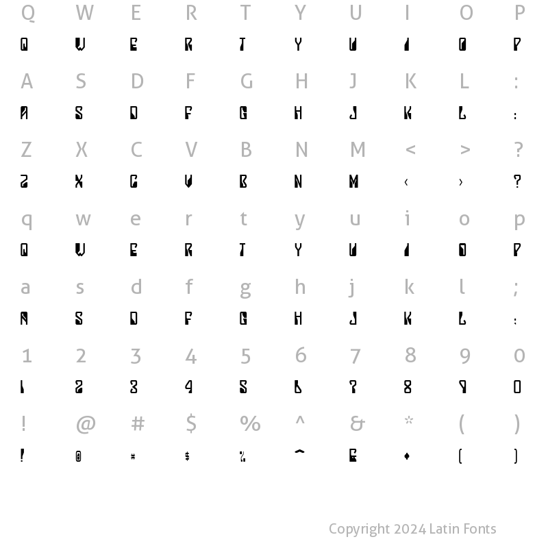 Character Map of Lady Starlight Regular