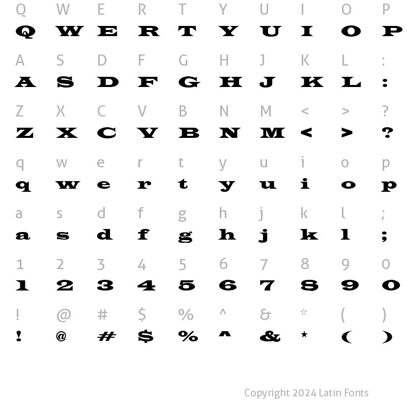 Character Map of Latin Regular