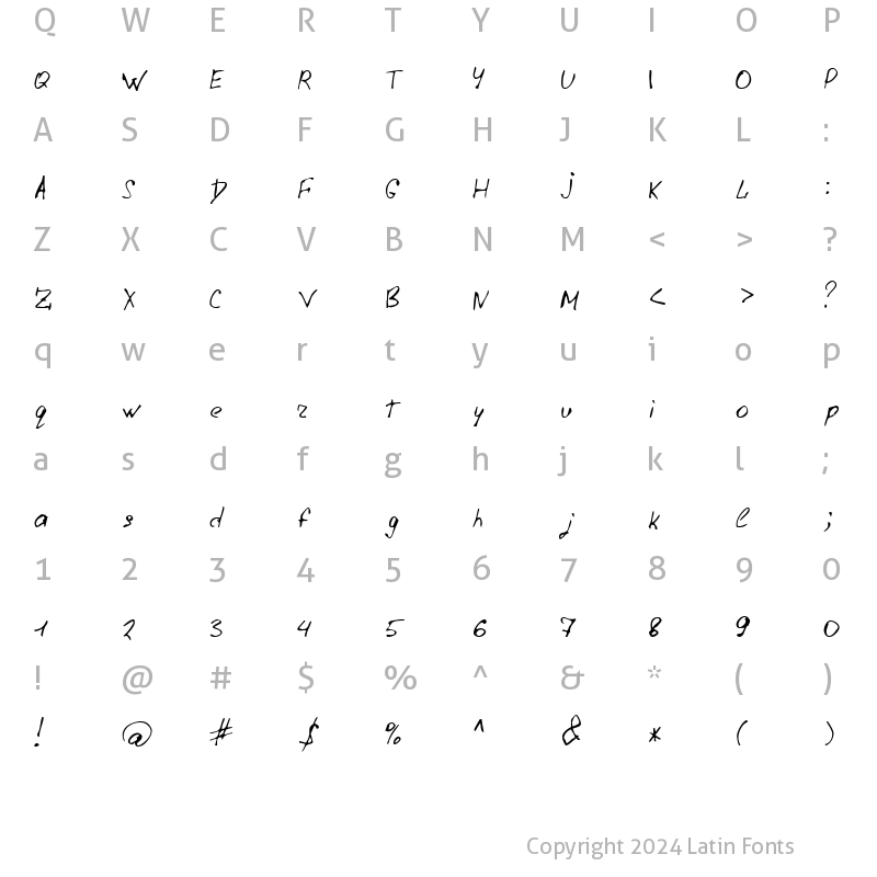 Character Map of Lazy Crazy Regular