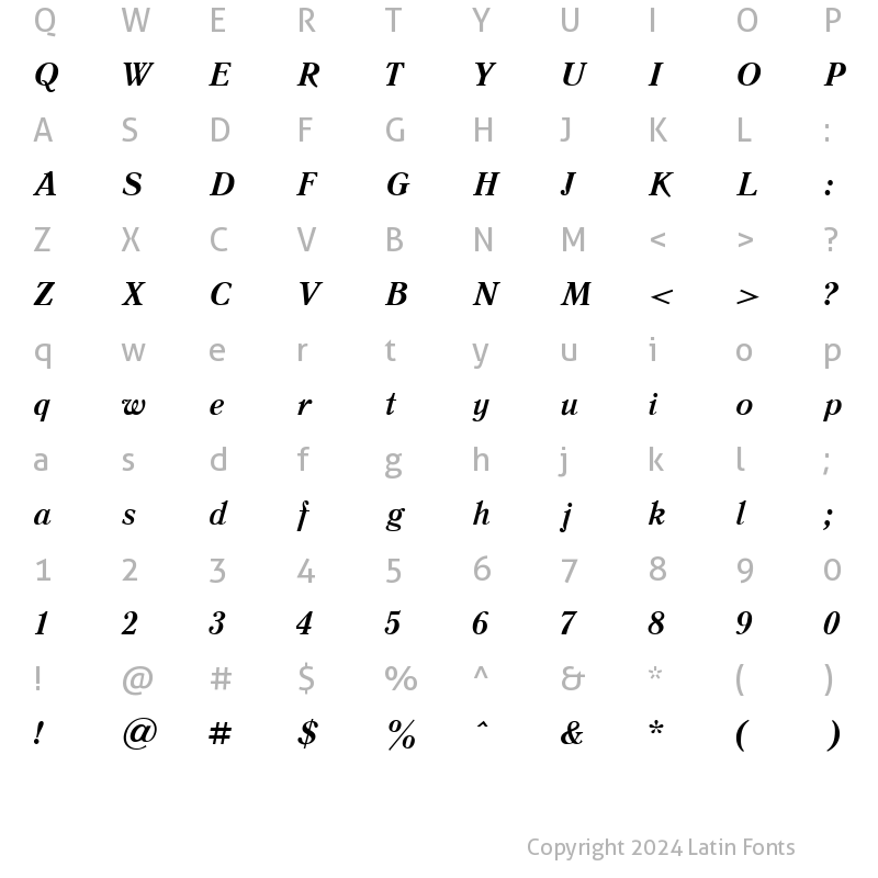 Character Map of LiteraturnayaC BoldItalic