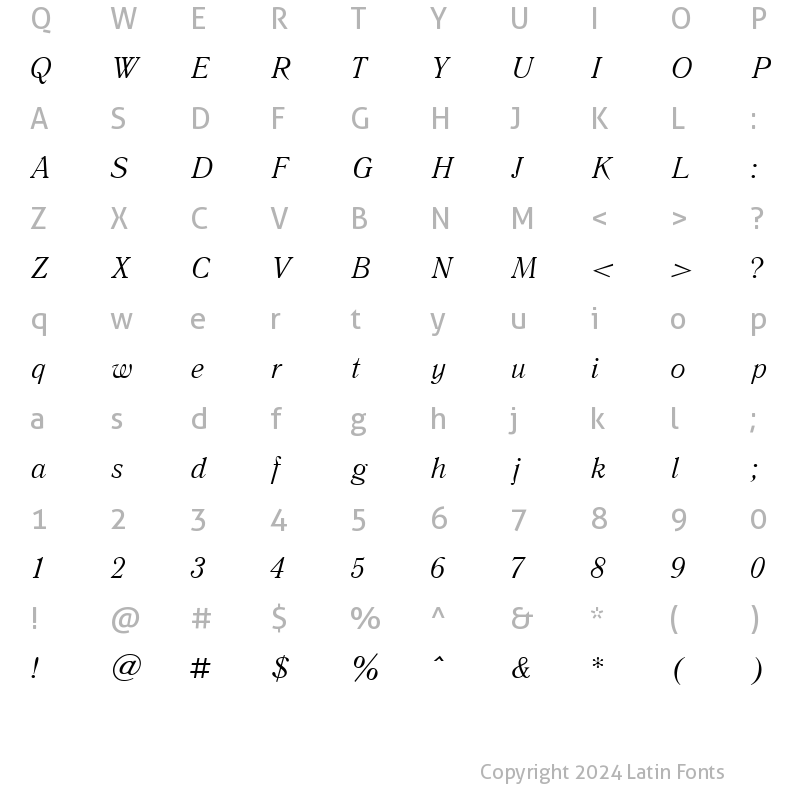 Character Map of LiteraturnayaC Italic