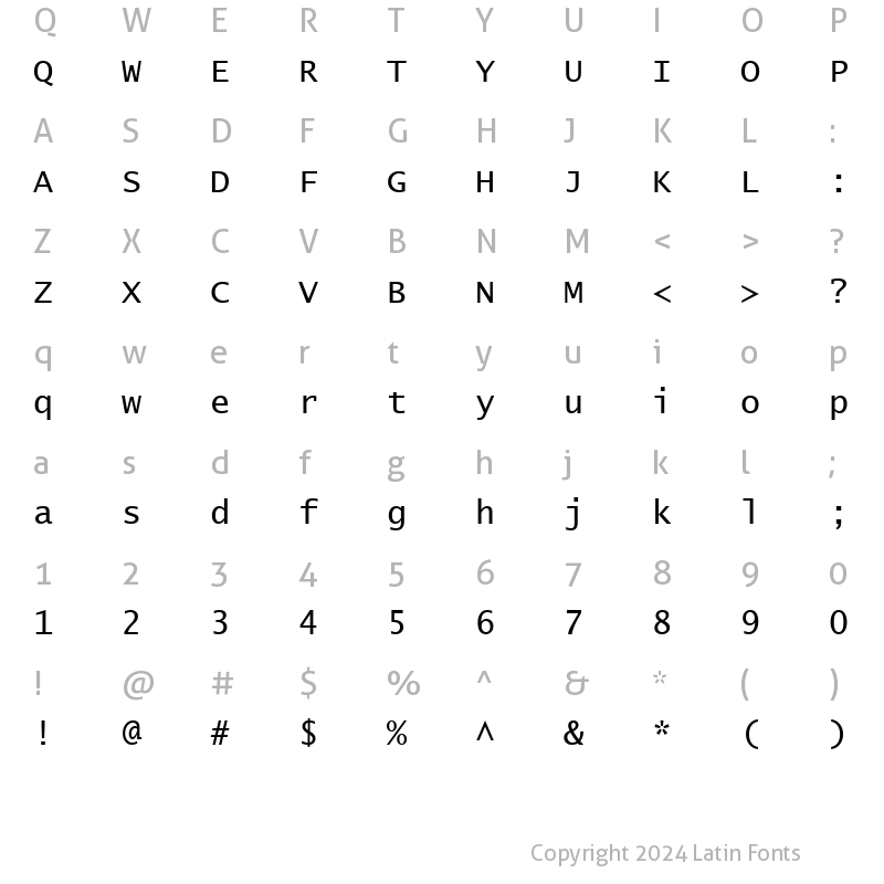 Character Map of Lucida Console Regular