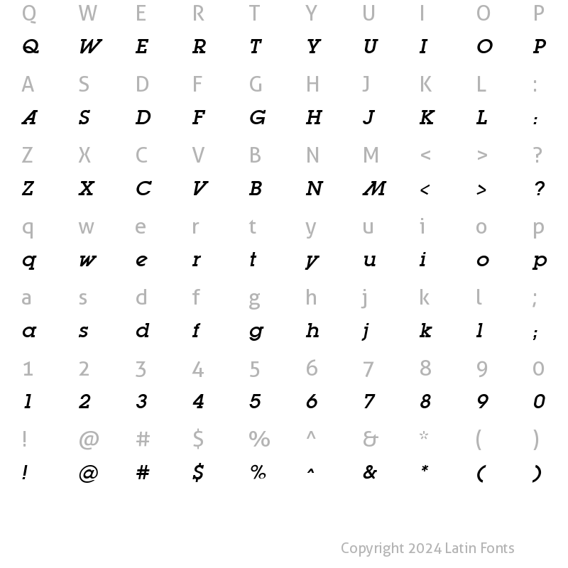 Character Map of LugaAd Oblique