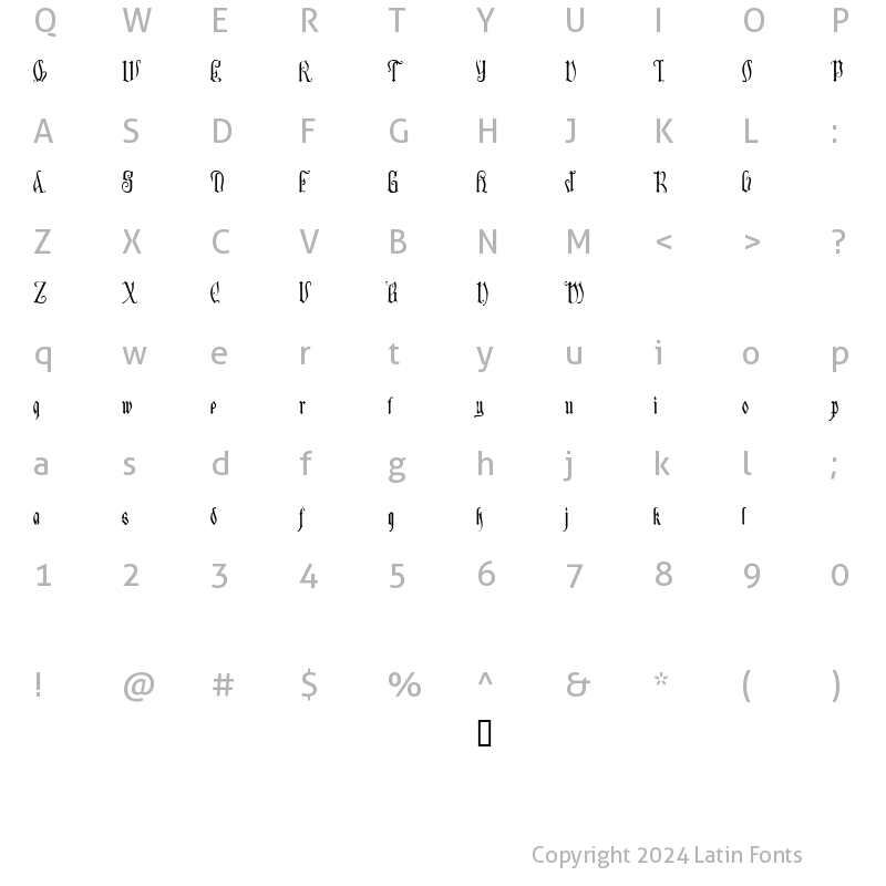 Character Map of Manticore Regular