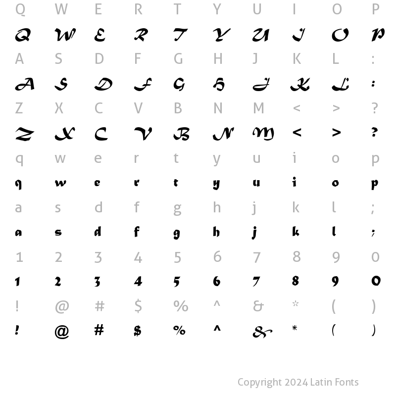 Character Map of Matura MT Script Capitals Regular