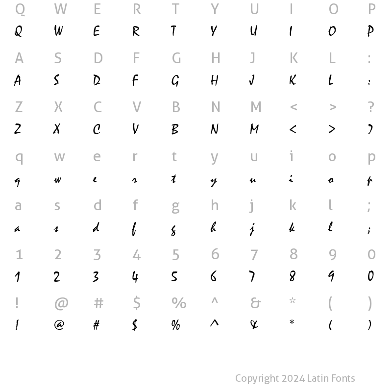 Character Map of Mistral Regular