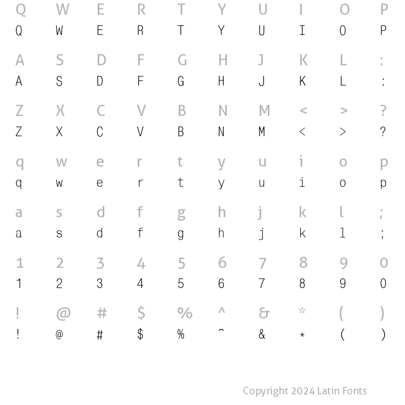 Character Map of MonoCondensedC Regular